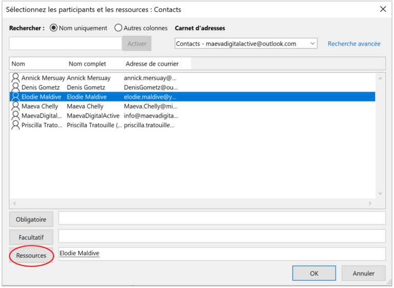 Outlook Ajouter des participants en Cci à une demande de réunion MaevaDigitalActive